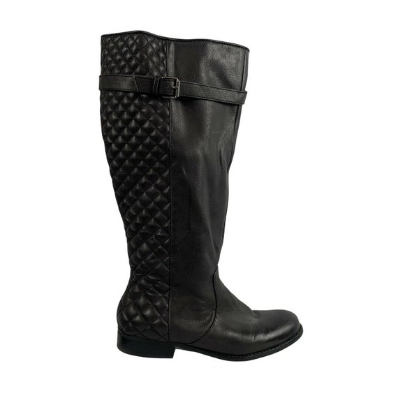 Lane Bryant Shoes - Lane Bryant Dark Brown Faux Leather Quilted Riding Boots Size 10W